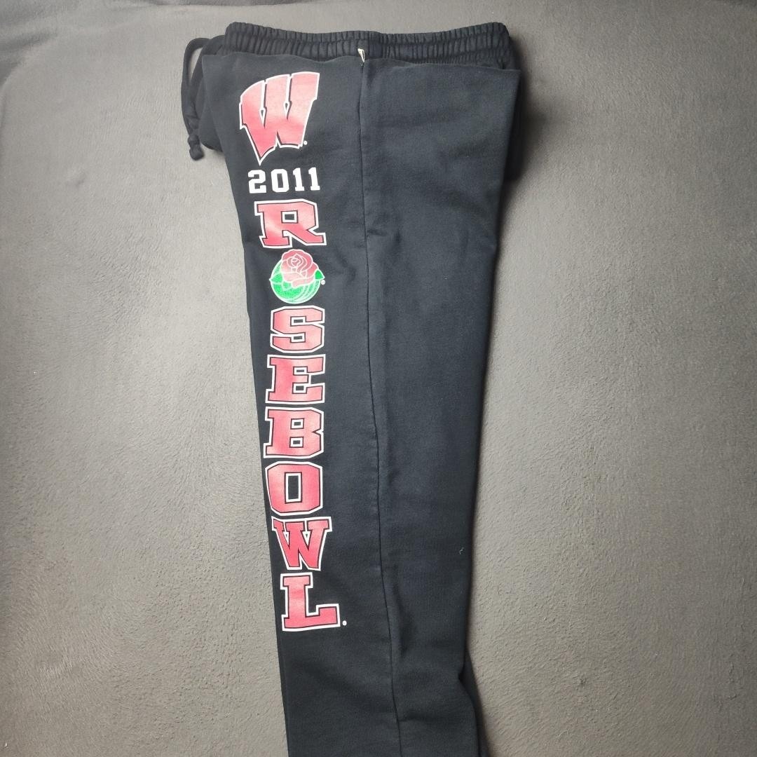 Wisconsin Badgers Pants Mens Medium Black Ncaa Football Rose Bowl 2011 Fleece